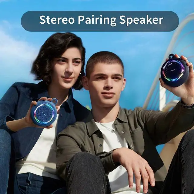 Alt view image 6 of 7 - Portable Bluetooth Speaker, IPX7 Waterproof Wireless Bluetooth Speaker, Bassboom Technology, 25W Loud Stereo Sound, LED Light with TWS Pairing, 16H Playtime for Home and Outdoor