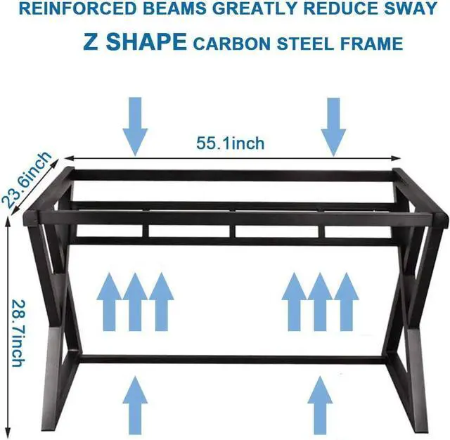 Alt view image 2 of 7 - IPKIG Glass Desk, Modern Computer Desk with Carbon Steel Frame and Glass Top, Home Office Desks Computer Table Study Writing Desk Workstation for Living Room, Black (55.1 Inch)