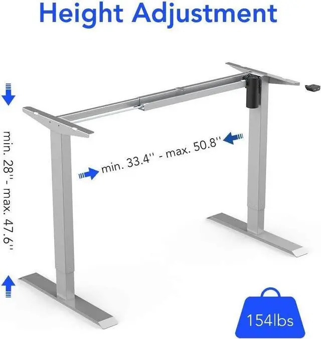 Alt view image 3 of 6 - FLEXISPOT Height Adjustable Standing Desk Frame with Memory Controller, Electric Sit Stand Desk Base for Home and Office (Gray Frame Only)