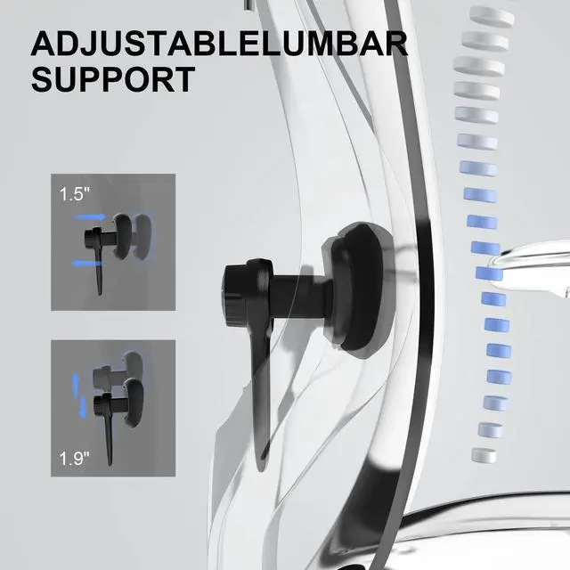 Alt view image 6 of 7 - XUER Ergonomic Office Chair, Mesh Computer Desk Chair with Adjustable Sponge Lumbar Support, Thick Cushion, PU Armrest and Headrest, High Back Swivel Home Office Task Chair for Work (Black)