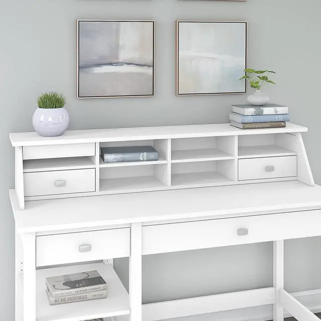 Alt view image 4 of 7 - Bush Furniture Broadview Desktop Organizer, Pure White (BDH154WH-03)