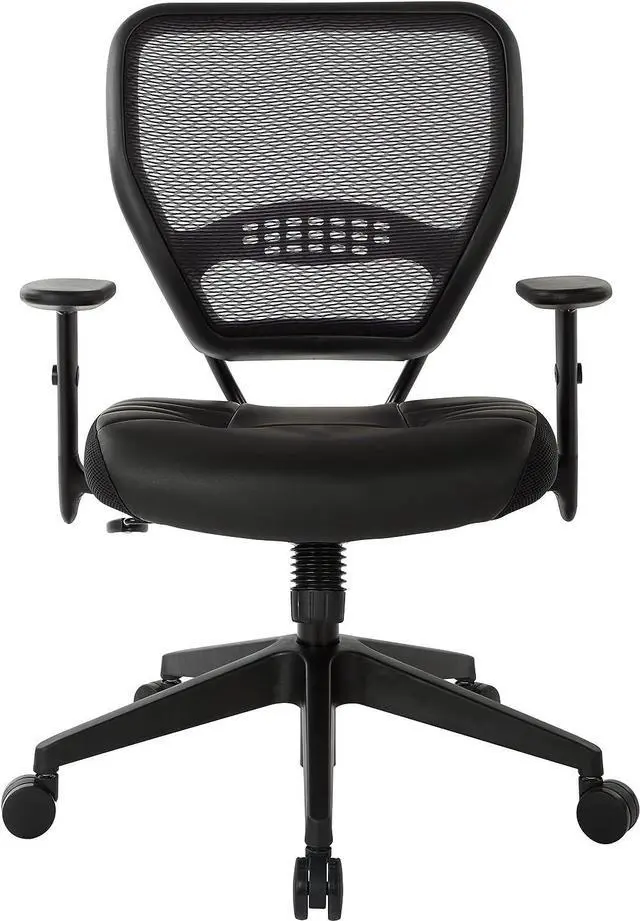 Alt view image 4 of 7 - SPACE Seating Professional AirGrid Dark Back and Padded Black Eco Leather Seat, 2-to-1 Synchro Tilt Control, Adjustable Arms and Tilt Tension with Nylon Base Managers Chair