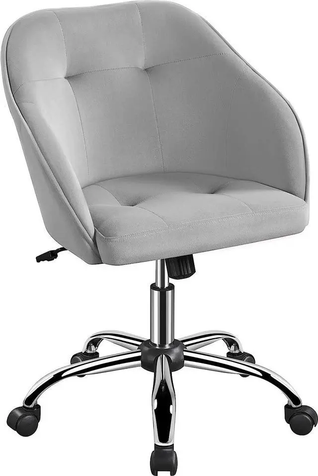 Main image of Yaheetech Velvet Vanity Chair with Wheels, Tufted Makeup Seat, Light Gray