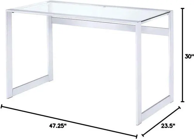 Alt view image 7 of 7 - Coaster Home Furnishings Hartford Glass Top Writing Desk Chrome