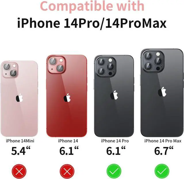 Alt view image 2 of 7 - Camera Lens Protector for iPhone 14 Pro/iPhone 14 Pro Max, Alloy Metal Camera Cover with Tempered Glass Screen Protector Accessories,Black 2 Pack