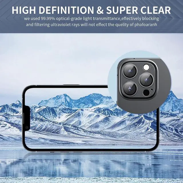 Alt view image 5 of 7 - Camera Lens Protector for iPhone 14 Pro/iPhone 14 Pro Max, Alloy Metal Camera Cover with Tempered Glass Screen Protector Accessories,Black 2 Pack