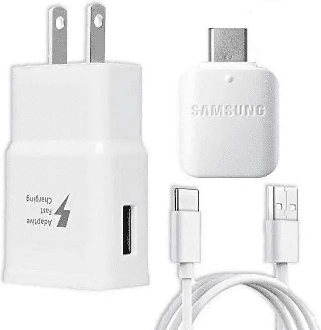 Main image of Fast Adaptive Wall Adapter Charger for Samsung Galaxy Tab S6 Lite EP-TA20JWE - Type C/USB-C 10ft (3m) and OTG Adapter - Rapid Charging - White (US Version With Warranty)