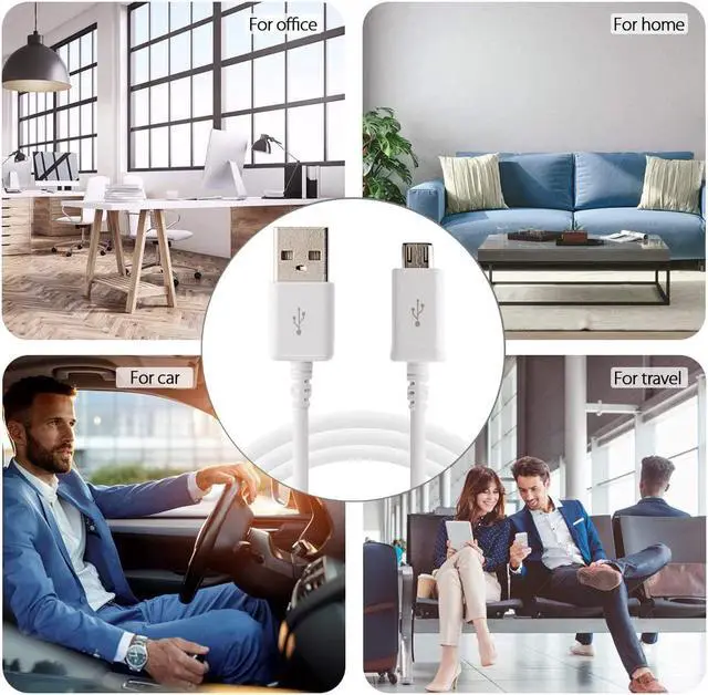 Alt view image 7 of 7 - Adaptive Fast Wall Adapter Micro USB Charger for Samsung Galaxy S7 Edge S6 Note 5 4 J3 J5 J7 Prime Bundled with UrbanX Micro USB Cable Cord - 10ft and OTG Adapter - 3 Items - Fast Charging Kit - White