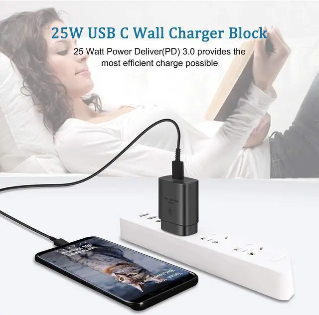 Alt view image 7 of 7 - Fast Adaptive Wall Adapter 25W Charger for LG Wing 5G / W41 Pro / W41+ / W41 / W11 / K92 5g / K62 / Q52 / K42 / K71 / Q92 5G / Velvet 5G UW with 4FT (1.2M) USB C PD Charging Cable - Black (US Version)