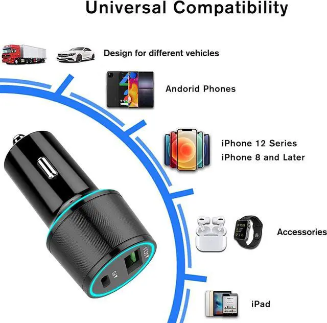 Alt view image 6 of 7 - UrbanX Fast Car Charger 21W Car and Truck for Nokia 2720 Flip with PD 3.0 USB Charger - Black Comes with USB A to Micro USB Cable 3.3FT 1M