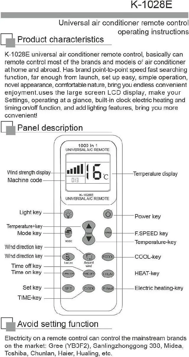 Alt view image 3 of 4 - Universal A/C Remote Control Compatible with MCQUAY LG Panasonic Sharp Samsung Fujitsu Gree Guangda Guqiao Haier Helton Hemilton Hicon Hisense Hitachi Air Conditioner/Fahrenheit displaying