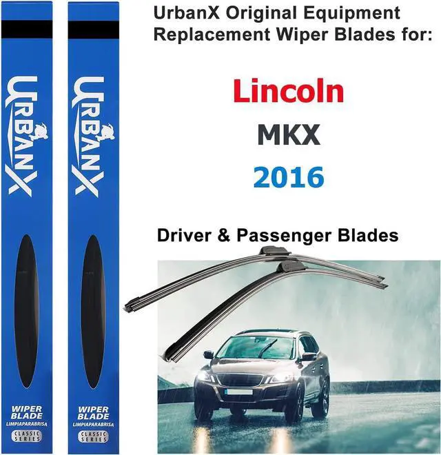 Main image of UrbanX 2-IN-1 All Seasons Water Repellency Original Equipment Replacement Wiper Blades For 2016 Lincoln MKX 24" & 18" - Driver & Passenger Side (Pack of 2)