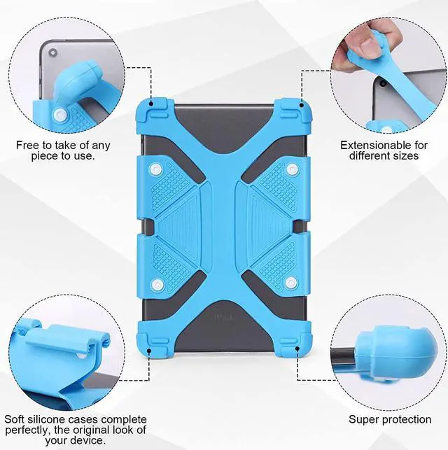 Alt view image 3 of 7 - Universal 8 inch Tablet Case, Silicone Protective Cover 7.9"-8.4" for LG G Pad IV 8.0 FHD - Blue
