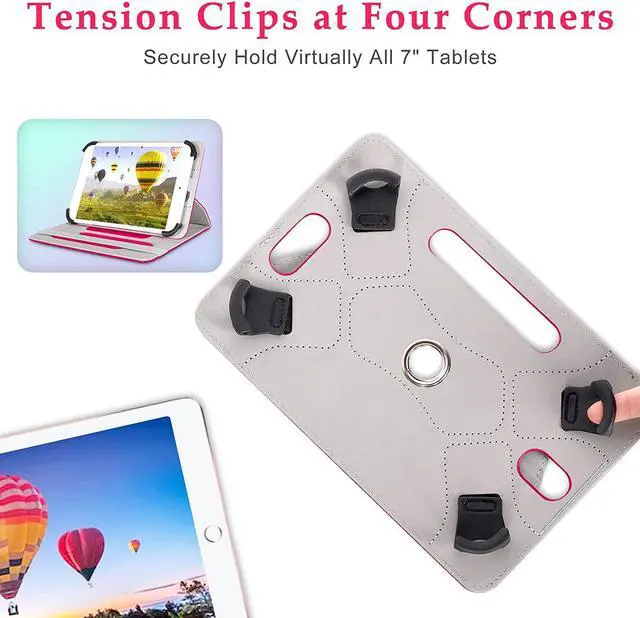 Alt view image 3 of 7 - UrbanX 10.1 Inch Universal Tablet Case Protective Cover Folio for Sony Xperia Z2 Tablet Wi-Fi 360 Degree Rotatable Kickstand Multiple Viewing Angles Credit Card Holder - Pink
