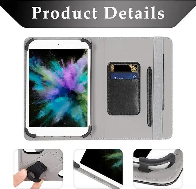 Alt view image 5 of 7 - UrbanX 10.1 Inch Universal Tablet Case Protective Cover Folio for Sony Xperia Z2 Tablet Wi-Fi 360 Degree Rotatable Kickstand Multiple Viewing Angles Credit Card Holder - Black