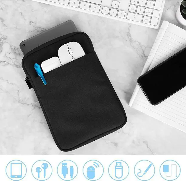 Alt view image 4 of 7 - UrbanX 8 Inch Tablet Case for Amazon Kindle Fire Lightweight Portable Protective Bag Laptop with Dual Pockets - Black