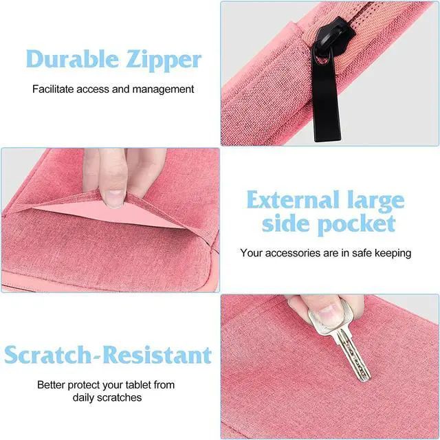 Alt view image 3 of 7 - UrbanX 8 Inch Tablet Case for Amazon Kindle Fire Lightweight Portable Protective Bag Laptop with Dual Pockets - Pink