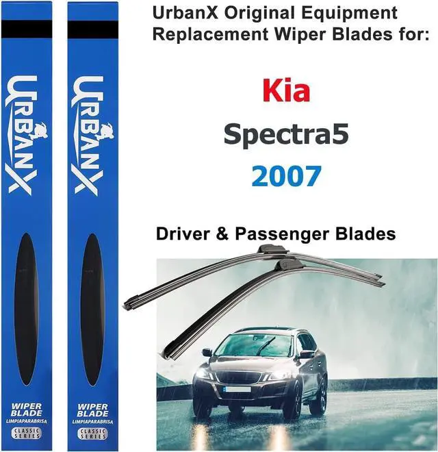 Main image of UrbanX 2-IN-1 All Seasons Water Repellency Original Equipment Replacement Wiper Blades For 2007 Kia Spectra5 24" & 16" - Driver & Passenger Side (Pack of 2)