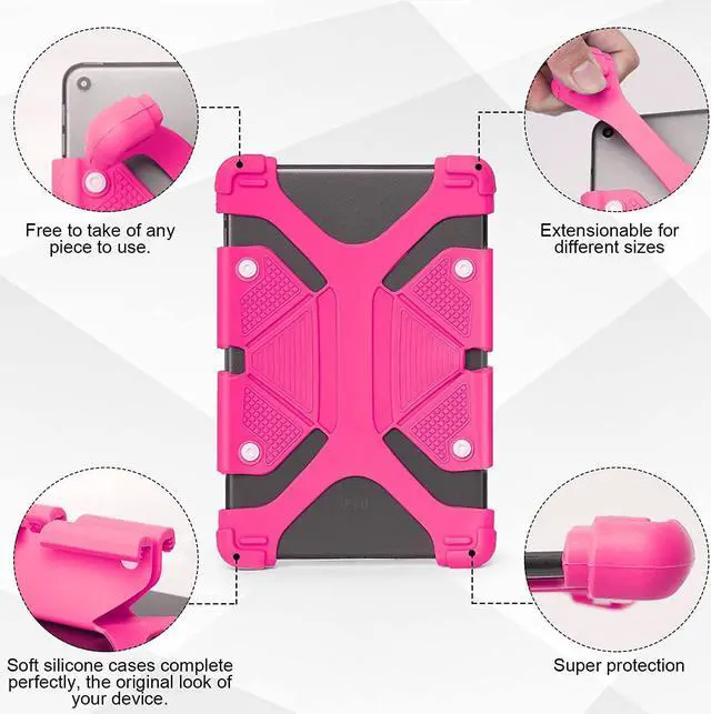 Alt view image 5 of 7 - Universal 8 inch Tablet Case, Silicone Protective Cover 7.9"-8.4" for BLU M8L Plus - Pink