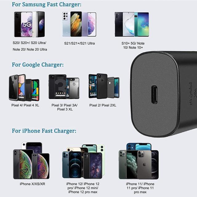 Alt view image 5 of 5 - USB C Charger-25W PD Wall Charger Fast Charging for Sony Xperia XZ3 and 3ft Type C to C Cable - Black (US Version with Warranty)