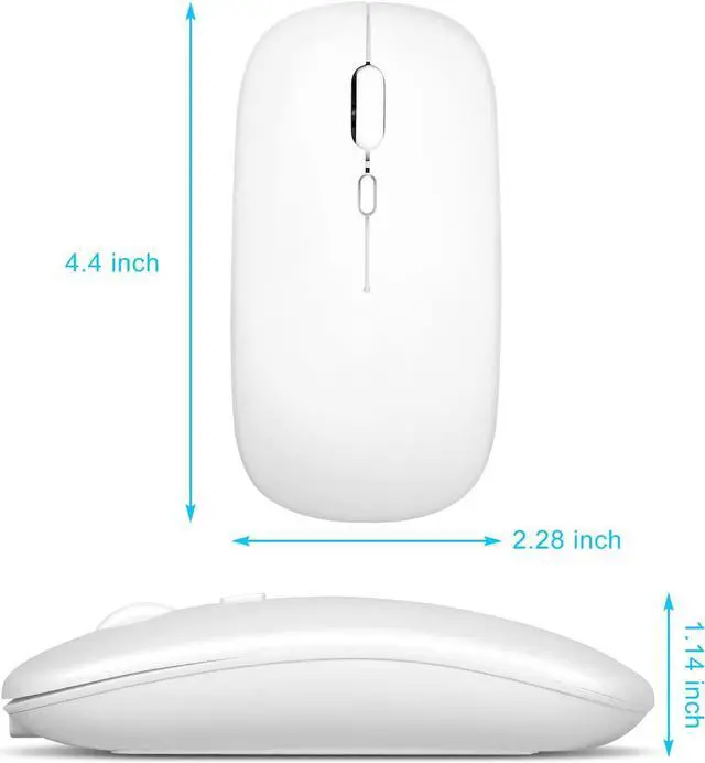 Alt view image 4 of 7 - Bluetooth Rechargeable Mouse for Dell Inspiron 15 3000 3505 Laptop Bluetooth Wireless Mouse Designed for Laptop / PC / Mac / iPad pro / Computer / Tablet / Android -  White