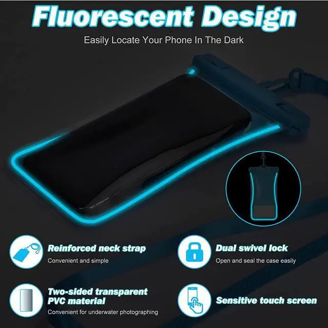 Alt view image 3 of 7 - Urbanx Universal Waterproof Phone Pouch Cellphone Dry Bag Case Designed for Motorola Moto G7 Power for All Other Smartphones Up to 7" -  Blue