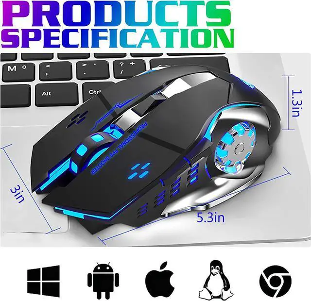 Alt view image 2 of 7 - Bluetooth Mouse, UrbanX Rechargeable Wireless Mouse Multi-Device (Tri-Mode:BT 5.0/4.0+2.4Ghz) with 3 DPI Options, Ergonomic Optical Portable Silent Mouse for Realme Narzo 50A Prime-Blue
