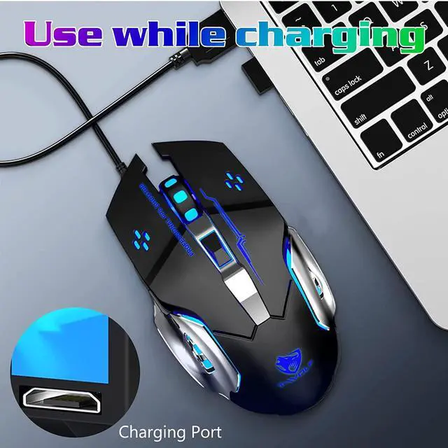 Alt view image 4 of 7 - Bluetooth Mouse, UrbanX Rechargeable Wireless Mouse Multi-Device (Tri-Mode:BT 5.0/4.0+2.4Ghz) with 3 DPI Options, Ergonomic Optical Portable Silent Mouse for Realme Narzo 50A Prime-Blue