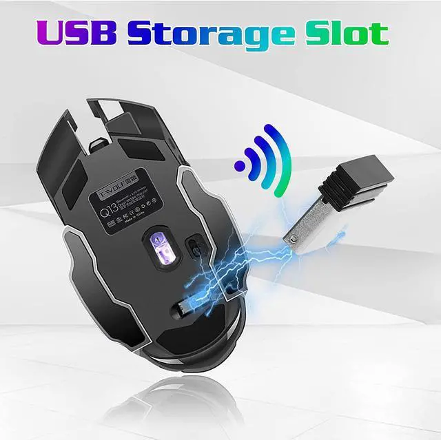 Alt view image 3 of 7 - Bluetooth Mouse, UrbanX Rechargeable Wireless Mouse Multi-Device (Tri-Mode:BT 5.0/4.0+2.4Ghz) with 3 DPI Options, Ergonomic Optical Portable Silent Mouse for Realme Narzo 50A Prime-Blue