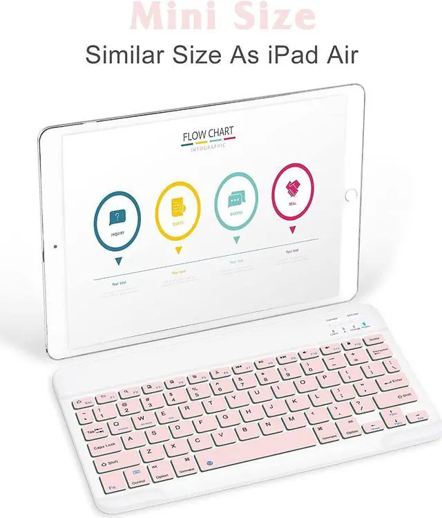 Alt view image 2 of 5 - Ultra-Slim Bluetooth Rechargeable Keyboard for Samsung Galaxy S22 Ultra 5G and All Bluetooth Enabled iPads, iPhones, Android Tablets, Smartphones, Windows pc - Pink