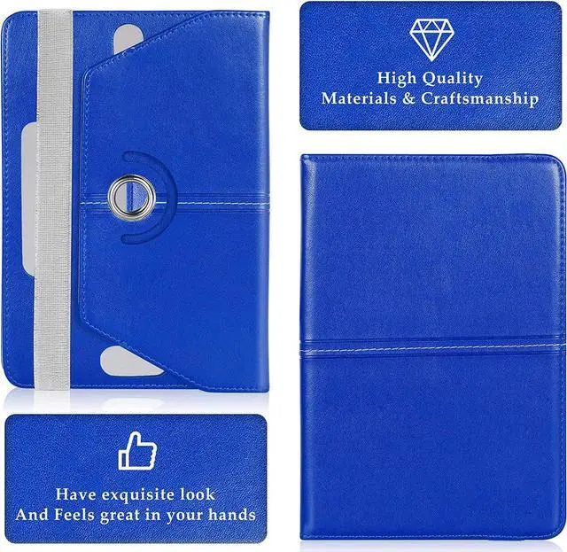 Alt view image 2 of 7 - UrbanX 7"-8" Inch Universal Tablet Case Protective Cover Folio for Amazon Kindle Fire HDX 7 8 Inch 360 Degree Rotatable Kickstand Multiple Viewing Angles Credit Card Holder - Blue