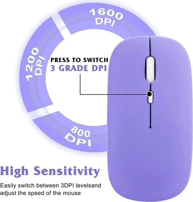 Alt view image 3 of 4 - UrbanX 2.4GHz & Bluetooth Mouse, Rechargeable Wireless Mouse for ROG Phone II ZS660KL Bluetooth Wireless Mouse for Laptop / PC / Mac / Computer / Tablet / Android - Violet Purple