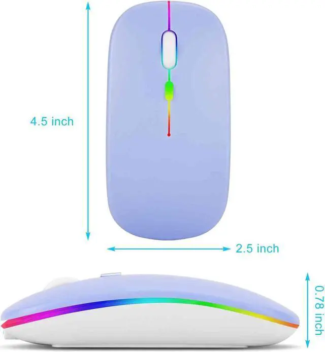 Alt view image 2 of 7 - UrbanX 2.4GHz & Bluetooth Mouse, Rechargeable Wireless Mouse for Samsung Galaxy Tab S6 Lite Bluetooth Wireless Mouse for Laptop / PC / Mac / Computer / Tablet / Android RGB LED RGB LED Pure White