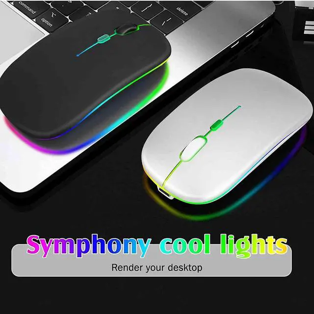 Alt view image 5 of 7 - UrbanX 2.4GHz & Bluetooth Mouse, Rechargeable Wireless Mouse for Samsung Galaxy Tab S6 Lite Bluetooth Wireless Mouse for Laptop / PC / Mac / Computer / Tablet / Android RGB LED RGB LED Pure White