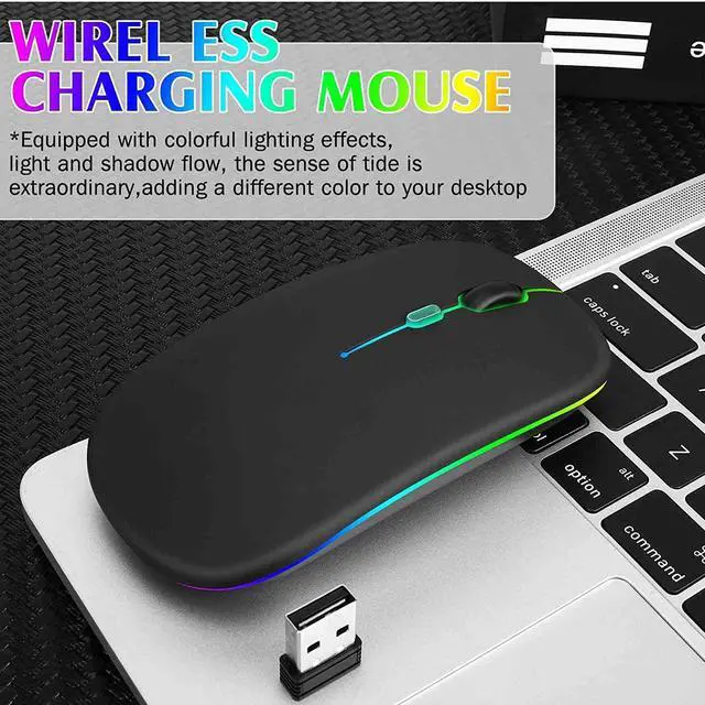 Alt view image 7 of 7 - UrbanX 2.4GHz & Bluetooth Mouse, Rechargeable Wireless Mouse for Samsung Galaxy Tab S6 Lite Bluetooth Wireless Mouse for Laptop / PC / Mac / Computer / Tablet / Android RGB LED RGB LED Pure White