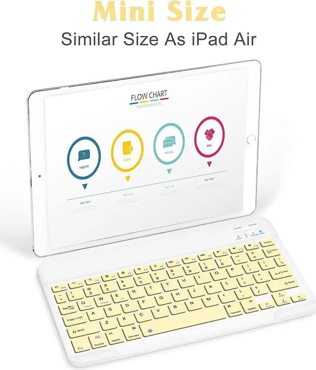 Alt view image 2 of 5 - Ultra-Slim Bluetooth Rechargeable Keyboard for Amazon Fire HD 8 Plus (2020) and All Bluetooth Enabled iPads, iPhones, Android Tablets, Smartphones, Windows pc - Banana Yellow