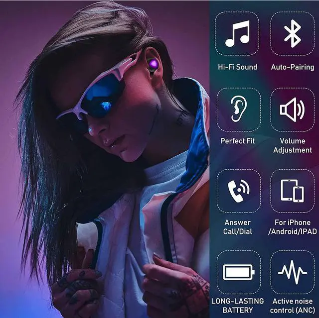 Alt view image 3 of 7 - Urbanx Street Buds Plus True Bluetooth Earbud Headphones for Samsung Galaxy S5 - Wireless Earbuds w/Noise Isolation - Purple (US Version with Warranty)