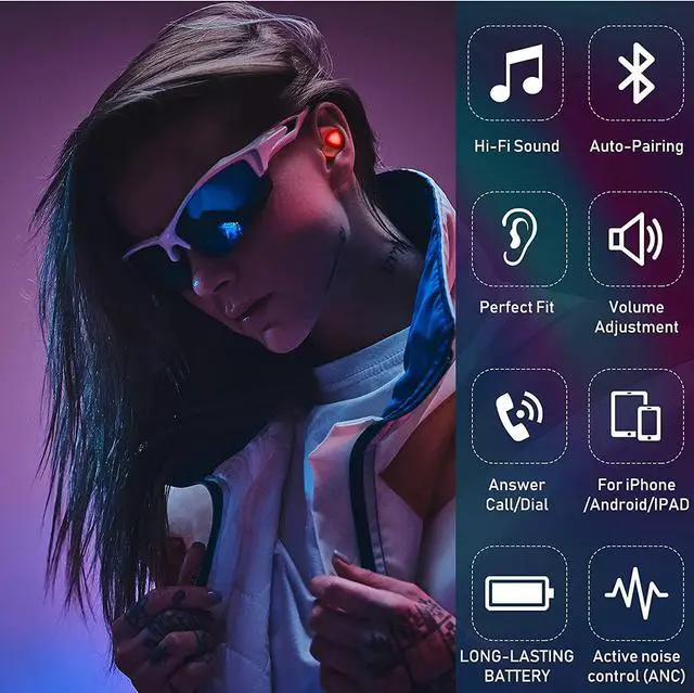 Alt view image 3 of 7 - Urbanx Street Buds Plus True Wireless Earbud Headphones for Samsung Galaxy Tab Pro 12.2 - Wireless Earbuds w/Noise Isolation - RED (US Version with Warranty)