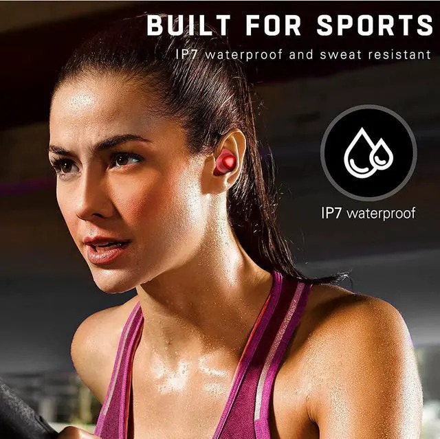 Alt view image 6 of 7 - Urbanx Street Buds Plus True Wireless Earbud Headphones for Samsung Galaxy Tab Pro 12.2 - Wireless Earbuds w/Noise Isolation - RED (US Version with Warranty)