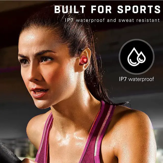 Alt view image 6 of 7 - Urbanx Street Buds Plus True Wireless Earbud Headphones for Samsung Galaxy J2 (2016) - Wireless Earbuds w/Noise Isolation - RED (US Version with Warranty)
