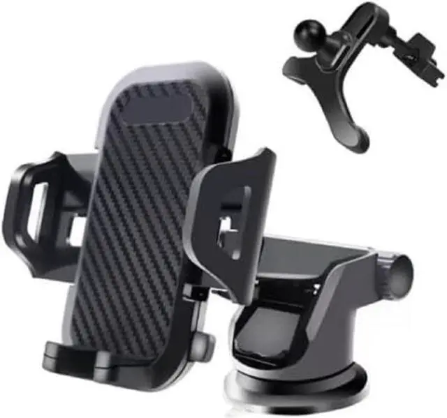 Main image of Mobile Phone Car Holder Mount UrbanX Windshield/Air Vent/Dashboard Cell Phone Holder for Car 360 Degree Rotation Universal Suction Mount Stand Compatible with Galaxy Phones A12 - Black