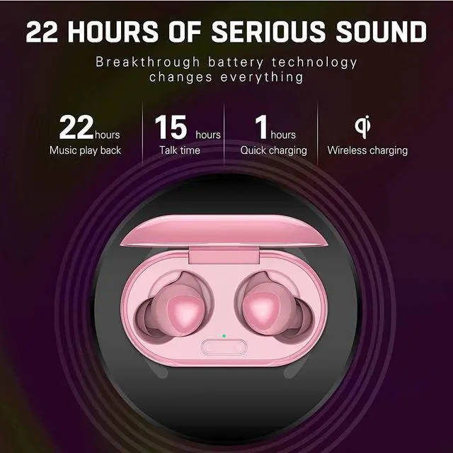 Alt view image 5 of 7 - Urbanx Street Buds Plus True Bluetooth Earbud Headphones for Samsung Galaxy A30 - Wireless Earbuds w/Noise Isolation - Pink (US Version with Warranty)