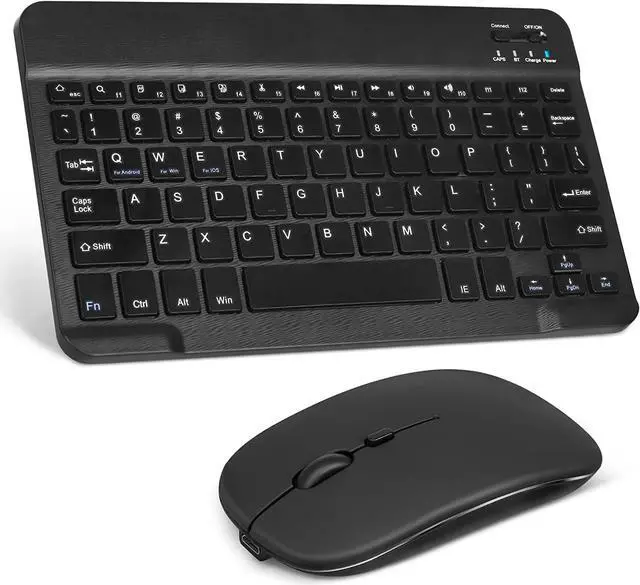 Main image of UrbanX Rechargeable Bluetooth Keyboard and Mouse Combo Ultra Compact Slim Full-Size Keyboard and Ergonomic Mice for Fire HD 10 Tablet Mac/Desktop/PC/Laptop/Tablet- Black