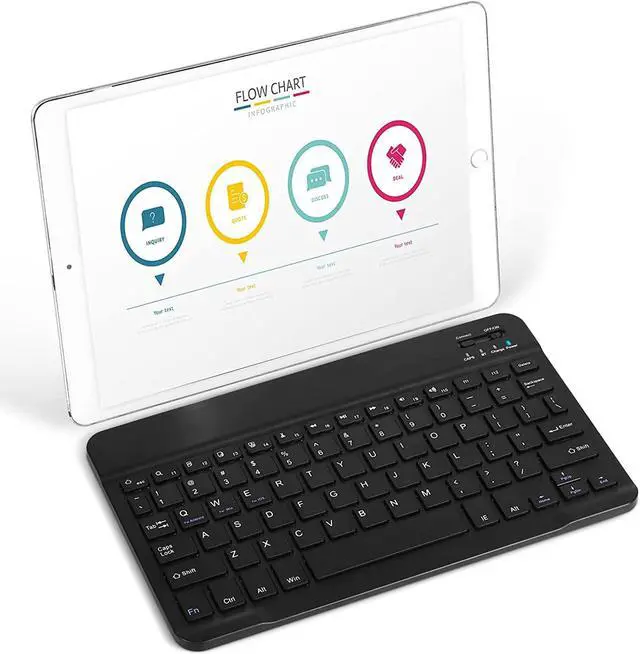 Alt view image 3 of 7 - UrbanX Rechargeable Bluetooth Keyboard and Mouse Combo Ultra Compact Slim Full-Size Keyboard and Ergonomic Mice for Fire HD 10 Tablet Mac/Desktop/PC/Laptop/Tablet- Black