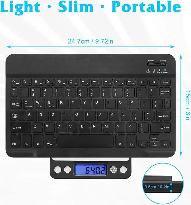 Alt view image 6 of 7 - UrbanX Rechargeable Bluetooth Keyboard and Mouse Combo Ultra Compact Slim Full-Size Keyboard and Ergonomic Mice for Fire HD 10 Tablet Mac/Desktop/PC/Laptop/Tablet- Black