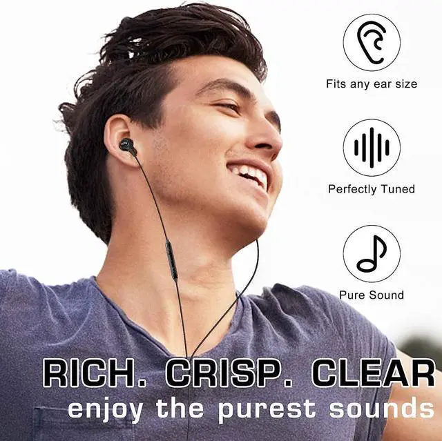 Alt view image 6 of 7 - UrbanX OEM 2021 Stereo Headphones for Samsung Galaxy S10 Lite Braided Cable with Microphone (Black) USB-C Connector (US Version with Warranty)