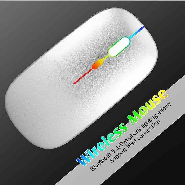 Alt view image 3 of 4 - UrbanX 2.4GHz & Bluetooth Mouse, Rechargeable Wireless Mouse for Amazon Fire HD 10 / Plus & All Kindle Devices Bluetooth Wireless Mouse for Laptop/PC/Mac/iPad/Computer/Android -RGB LED Pure White