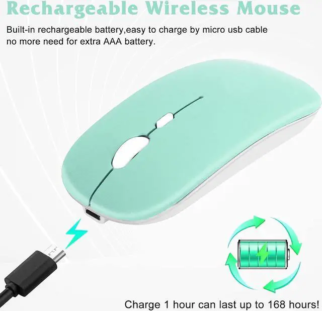 Alt view image 3 of 4 - UrbanX 2.4GHz & Bluetooth Mouse, Rechargeable Wireless Mouse for Amazon Fire HD 10 / Plus & All Kindle Devices Bluetooth Wireless Mouse for Laptop/PC/Mac/iPad pro/Computer/Tablet/Android -Teal