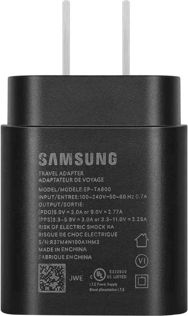 Alt view image 4 of 7 - Fast Adaptive Wall Adapter 25W Charger for Samsung Galaxy Type-C with 4FT (1.2M) UrbanX USB C PD Charging and Data Transfer Cable - Black