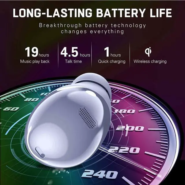 Alt view image 5 of 7 - UrbanX Street Buds Pro Bluetooth Earbuds for Kindle Paperwhite True Wireless, Noise Isolation, Charging Case, Quality Sound, Water Resistant Supports All Kindle Tablets (US Version) - Amethyst Purple